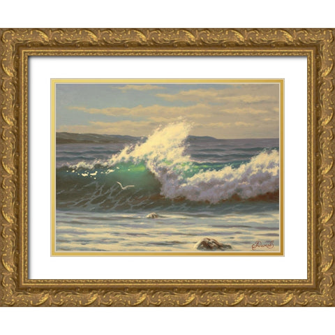 Big Wave Gold Ornate Wood Framed Art Print with Double Matting by Adamov, Alexey