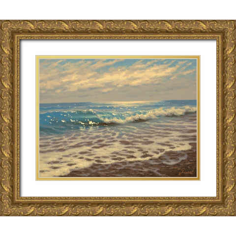 Waves by the coast Gold Ornate Wood Framed Art Print with Double Matting by Adamov, Alexey