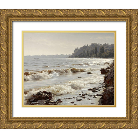 Sunshine Surf Gold Ornate Wood Framed Art Print with Double Matting by Adamov, Alexey