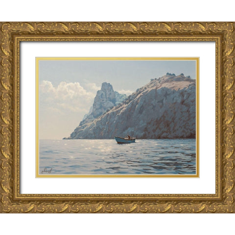 Ride by the Rocks Gold Ornate Wood Framed Art Print with Double Matting by Adamov, Alexey
