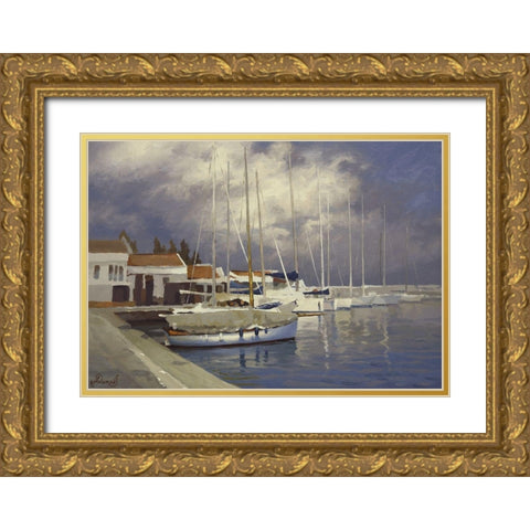 Yacht Club Gold Ornate Wood Framed Art Print with Double Matting by Adamov, Alexey