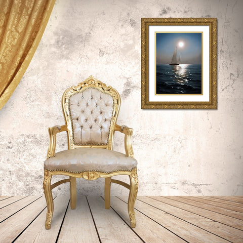Sailboat Gold Ornate Wood Framed Art Print with Double Matting by Adamov, Alexey