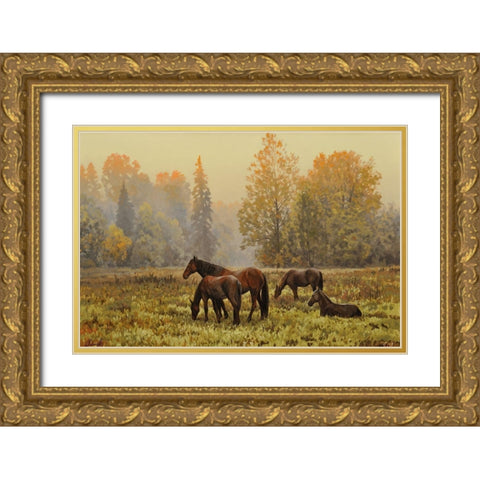 In the Silent Wood Gold Ornate Wood Framed Art Print with Double Matting by Adamov, Alexey