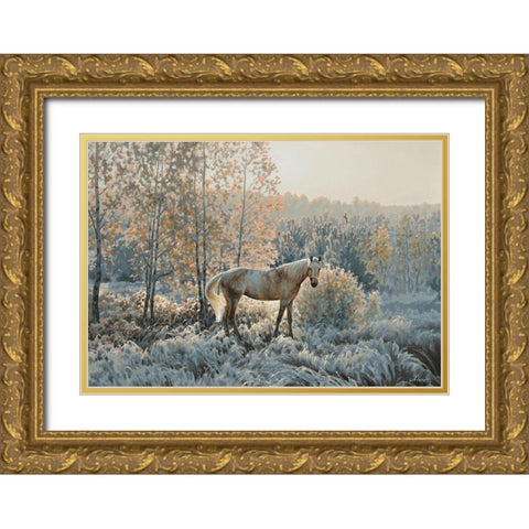 Winter Morning Gold Ornate Wood Framed Art Print with Double Matting by Adamov, Alexey