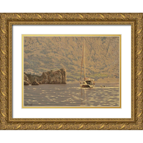 Near Gurzuf Gold Ornate Wood Framed Art Print with Double Matting by Adamov, Alexey