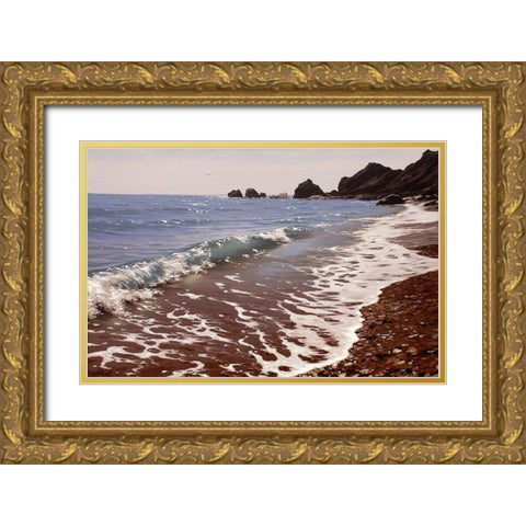 Wave Gold Ornate Wood Framed Art Print with Double Matting by Adamov, Alexey
