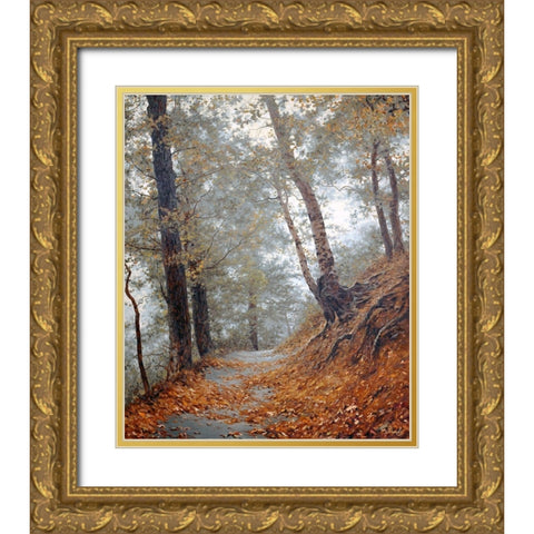 The Fog in Wood I Gold Ornate Wood Framed Art Print with Double Matting by Adamov, Alexey