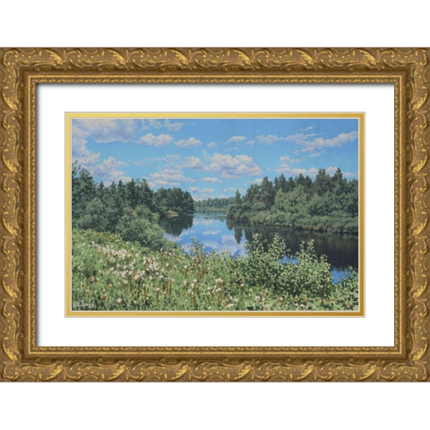 Landscape Gold Ornate Wood Framed Art Print with Double Matting by Adamov, Alexey