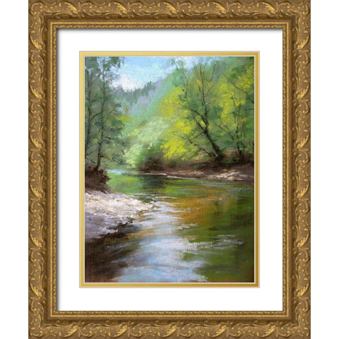 River Bank Gold Ornate Wood Framed Art Print with Double Matting by Chaney, Alan