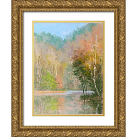 Lakeside in December Gold Ornate Wood Framed Art Print with Double Matting by Chaney, Alan