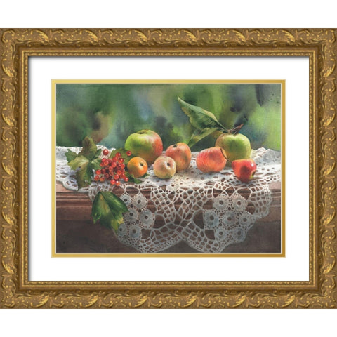 Autumn Fruits Gold Ornate Wood Framed Art Print with Double Matting by Besedina, Anastasiia