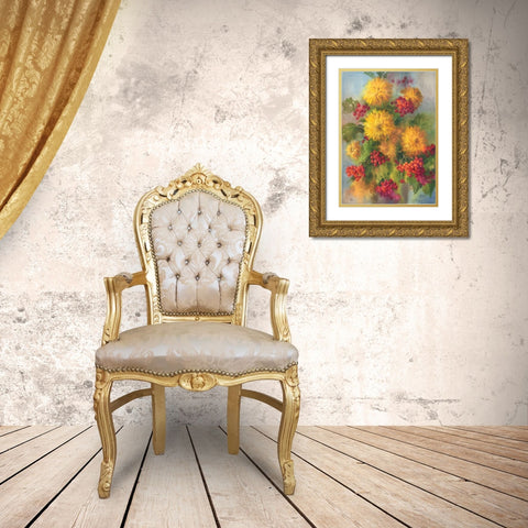 Rowen Berry and Golden Balls Gold Ornate Wood Framed Art Print with Double Matting by Besedina, Anastasiia