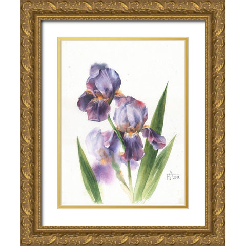 Iris Gold Ornate Wood Framed Art Print with Double Matting by Besedina, Anastasiia