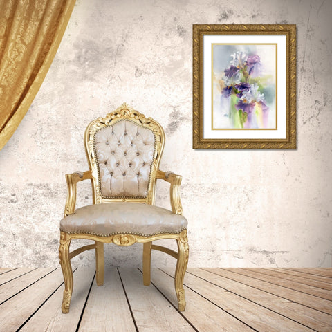 Big Iris Gold Ornate Wood Framed Art Print with Double Matting by Besedina, Anastasiia