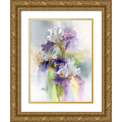 Big Iris Gold Ornate Wood Framed Art Print with Double Matting by Besedina, Anastasiia
