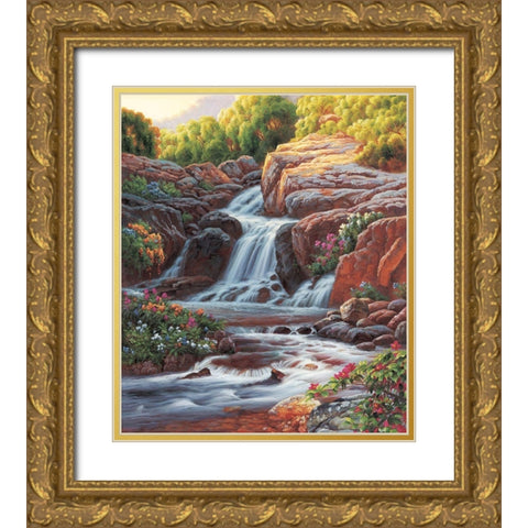 Waterfall I Gold Ornate Wood Framed Art Print with Double Matting by Smith, Ethan
