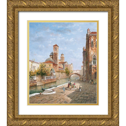 Venice VII Gold Ornate Wood Framed Art Print with Double Matting by Alighieri, Giovanni