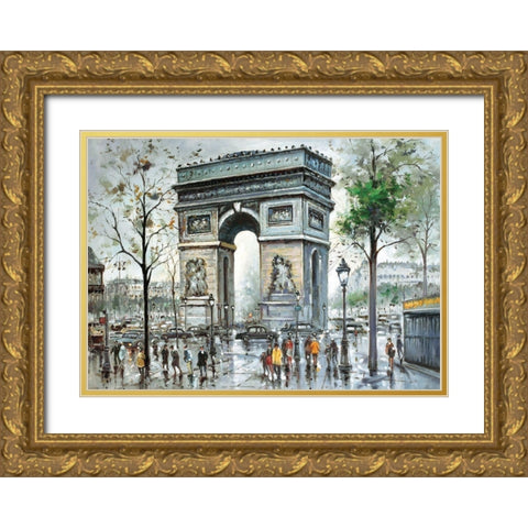 Paris View II Gold Ornate Wood Framed Art Print with Double Matting by Bertrand, Yves
