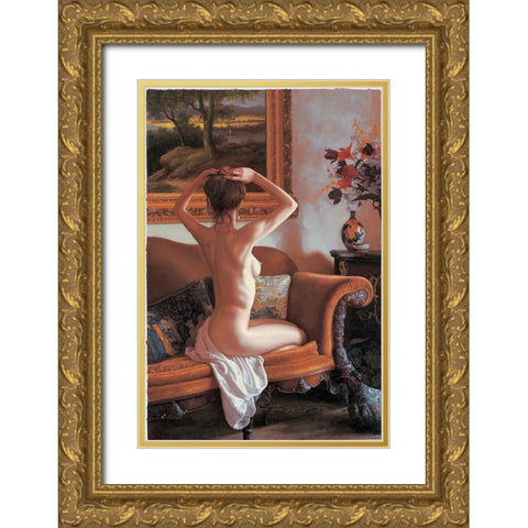 Sitting Act Gold Ornate Wood Framed Art Print with Double Matting by Palmieri, Giuseppe