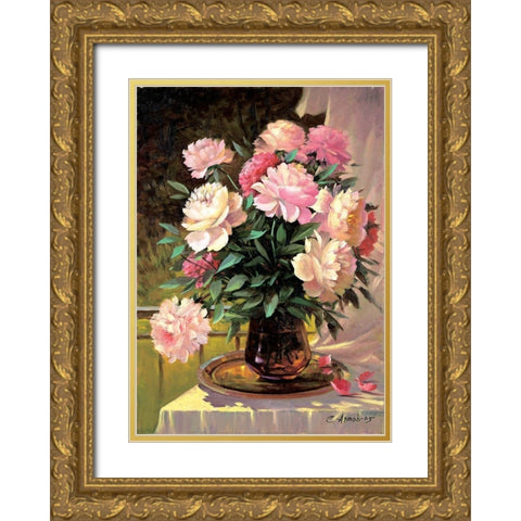 Penies Gold Ornate Wood Framed Art Print with Double Matting by Artov, Sergei
