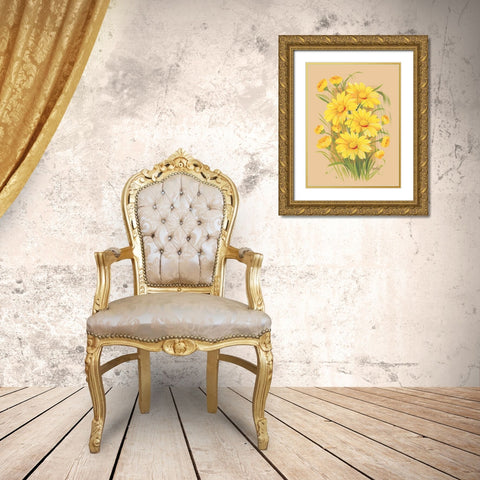 Flowers Composition III Gold Ornate Wood Framed Art Print with Double Matting by Divisova, Jaroslava