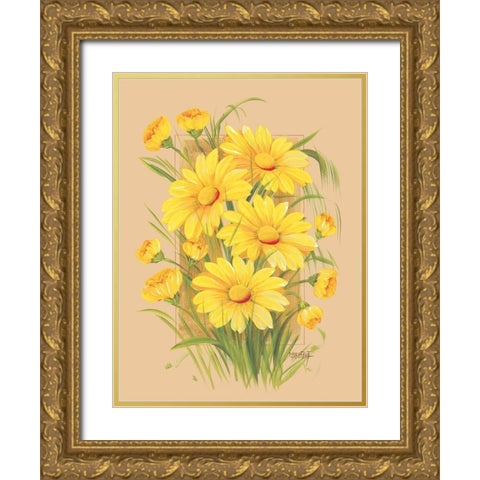 Flowers Composition III Gold Ornate Wood Framed Art Print with Double Matting by Divisova, Jaroslava