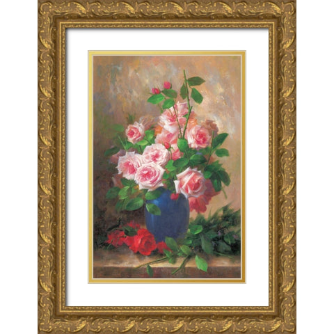 Roses II Gold Ornate Wood Framed Art Print with Double Matting by Piliszek, Beata