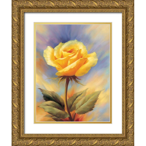 Small Roses I Gold Ornate Wood Framed Art Print with Double Matting by Skorupska, Patrycja