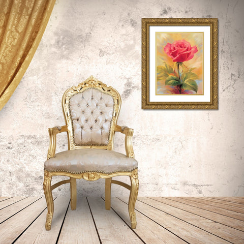 Small Roses II Gold Ornate Wood Framed Art Print with Double Matting by Skorupska, Patrycja