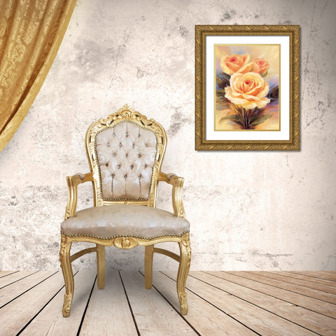 Small Roses IV Gold Ornate Wood Framed Art Print with Double Matting by Skorupska, Patrycja