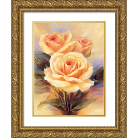 Small Roses IV Gold Ornate Wood Framed Art Print with Double Matting by Skorupska, Patrycja
