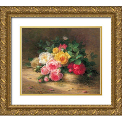 Flower Composition I Gold Ornate Wood Framed Art Print with Double Matting by Rabun, Josef