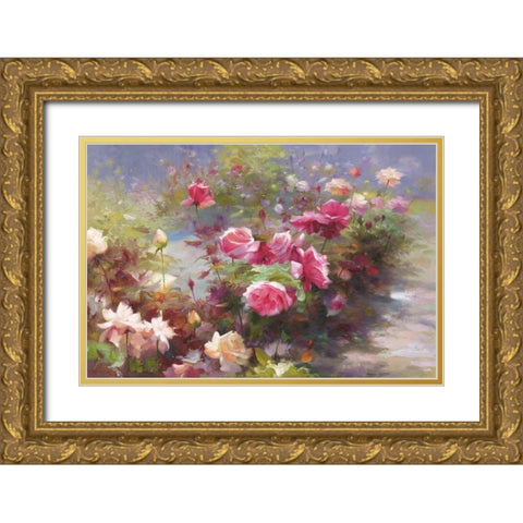Flowers with Light I Gold Ornate Wood Framed Art Print with Double Matting by Adamczyk, Jacek