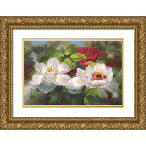 American Flowers I Gold Ornate Wood Framed Art Print with Double Matting by Murphy, John