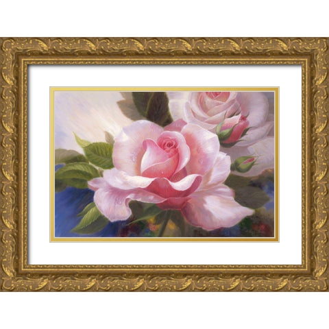 American Flowers V Gold Ornate Wood Framed Art Print with Double Matting by Murphy, John