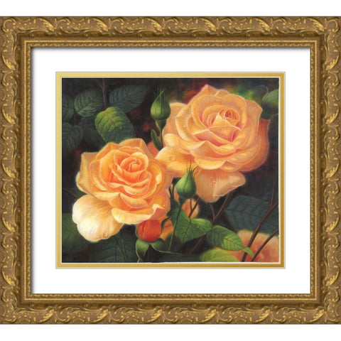 American Flowers VII Gold Ornate Wood Framed Art Print with Double Matting by Murphy, John