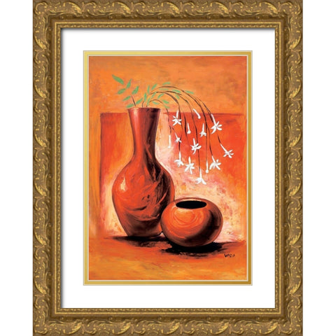 Spring Composition III Gold Ornate Wood Framed Art Print with Double Matting by Veda