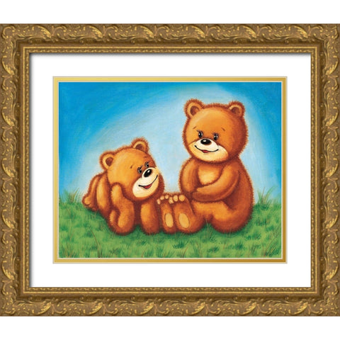 Teddy Bears I Gold Ornate Wood Framed Art Print with Double Matting by Daria