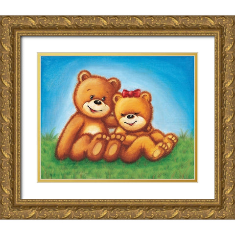 Teddy Bears II Gold Ornate Wood Framed Art Print with Double Matting by Daria