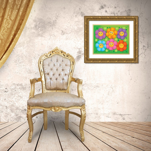 Flowers Gold Ornate Wood Framed Art Print with Double Matting by Viskova, Klara