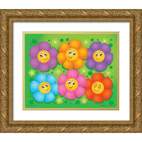 Flowers Gold Ornate Wood Framed Art Print with Double Matting by Viskova, Klara