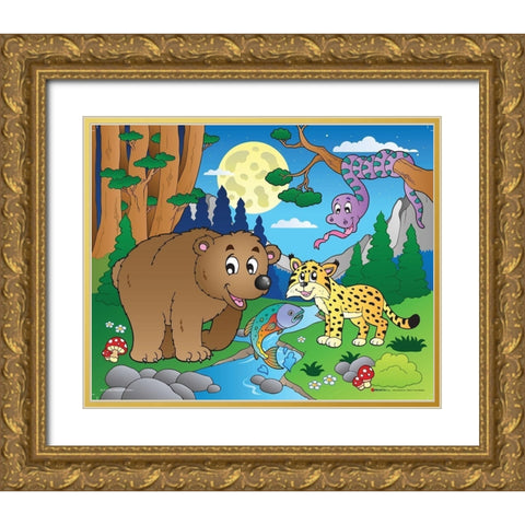 Wood Animals I Gold Ornate Wood Framed Art Print with Double Matting by Viskova, Klara