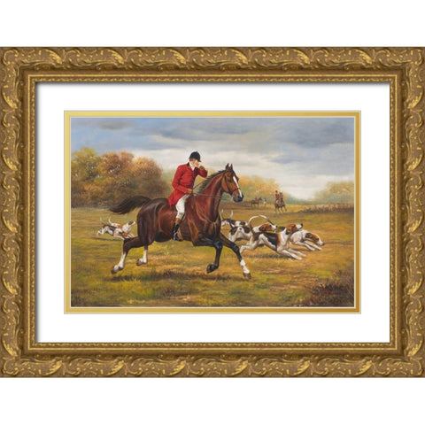 Hunting near Bristol II Gold Ornate Wood Framed Art Print with Double Matting by Schwarz, Johann
