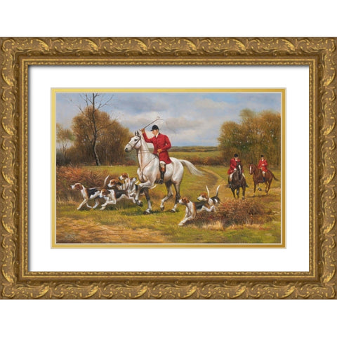 Hunting near Bristol III Gold Ornate Wood Framed Art Print with Double Matting by Schwarz, Johann