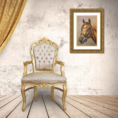 The Horse Dallas Gold Ornate Wood Framed Art Print with Double Matting by Bizon, Vladimir