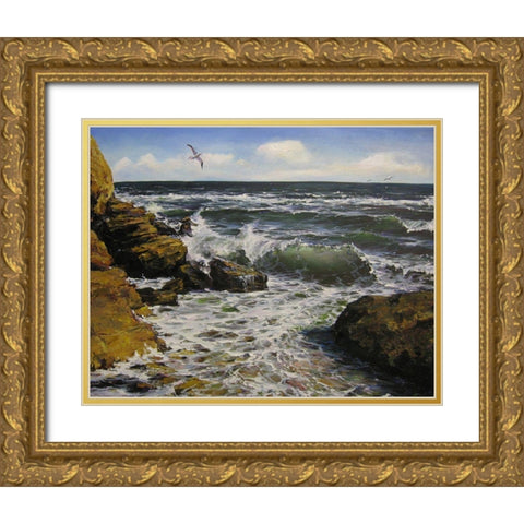 Black Sea Coast Gold Ornate Wood Framed Art Print with Double Matting by Cernov, Ivan