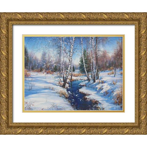 February Gold Ornate Wood Framed Art Print with Double Matting by Cernov, Ivan