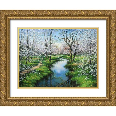 Here is Spring Gold Ornate Wood Framed Art Print with Double Matting by Cernov, Ivan