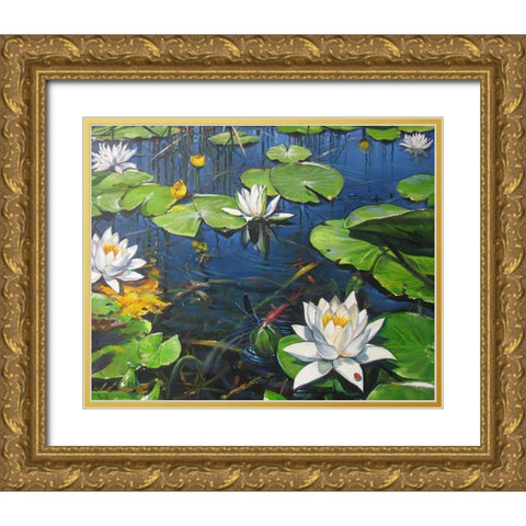 Watterlilly in the Kingdom of Summer Gold Ornate Wood Framed Art Print with Double Matting by Cernov, Ivan