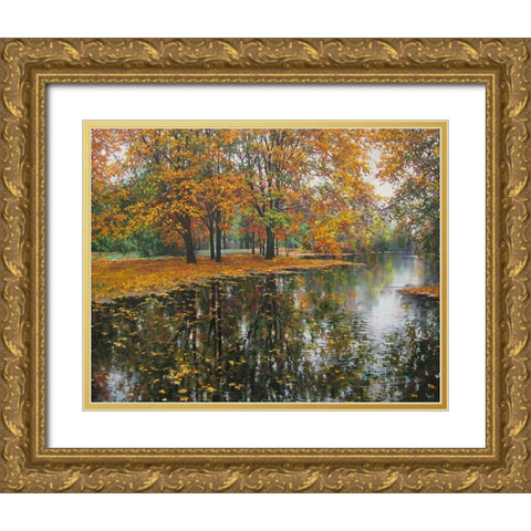 Autumn Gold Gold Ornate Wood Framed Art Print with Double Matting by Cernov, Ivan